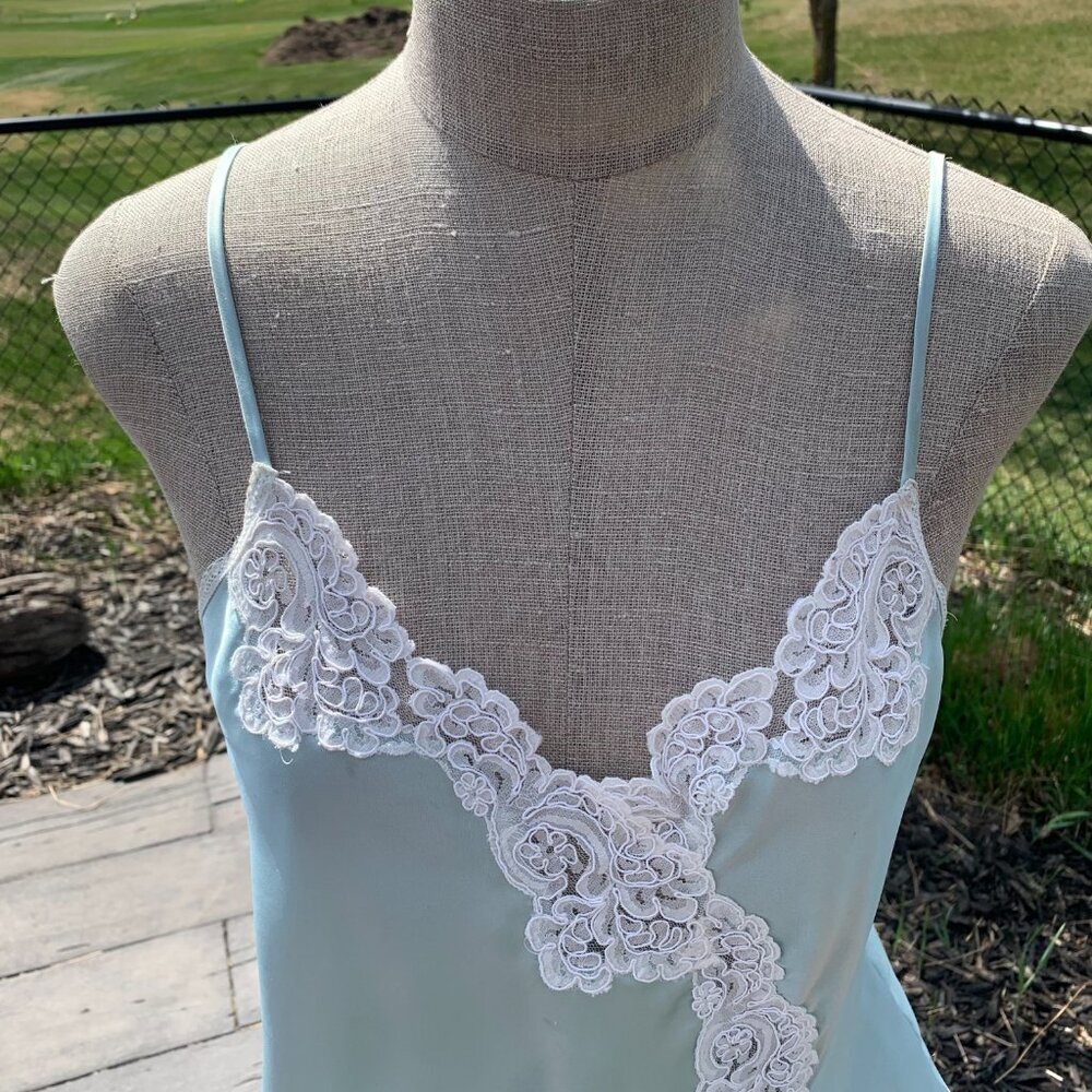 Vintage Y2K Linda Slip Dress Silky Satin Lace Trim Nightie Boho Short Lingerie - Picture 3 of 16